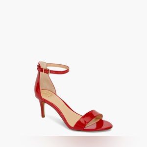 Vince Camuto Sebatani Cherry Red Leather Fashion Ankle Strap Dress Heel Sandals